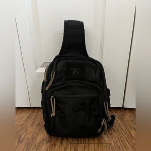 True Spec Black Military Sling Bag